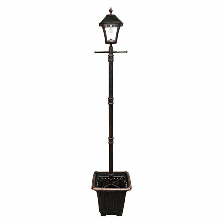 GAMA SONIC Baytown Bulb Solar Lamp W/ Planter And Ez Anchor - Brushed Bronze 106BPLSG1